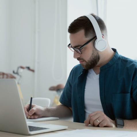 A man working at his desk